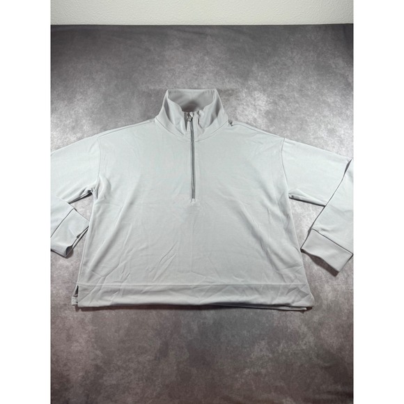 Athleta Tops - Athleta Womens Quarter Zip Pullover Light Gray Mock Neck Activewear Size‎ Large